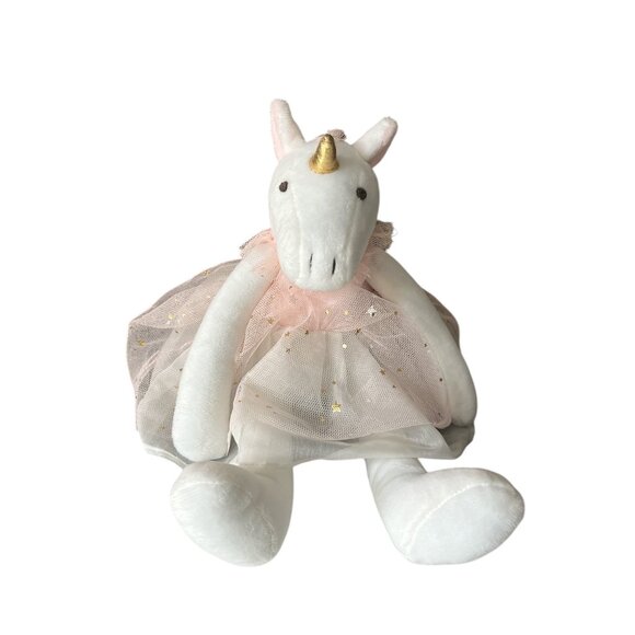 CANTIA Plush Unicorn Doll Pink Tulle Dress Gold Stars Gold Horn 13" - Picture 1 of 9